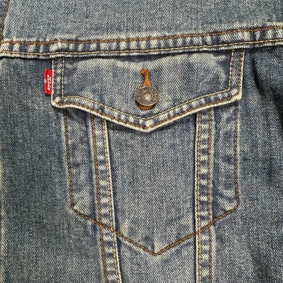 Levis Men Size 2XL 100% Cotton Denim Blue Jeans Standard Trucker Jacket - Picture 5 of 12